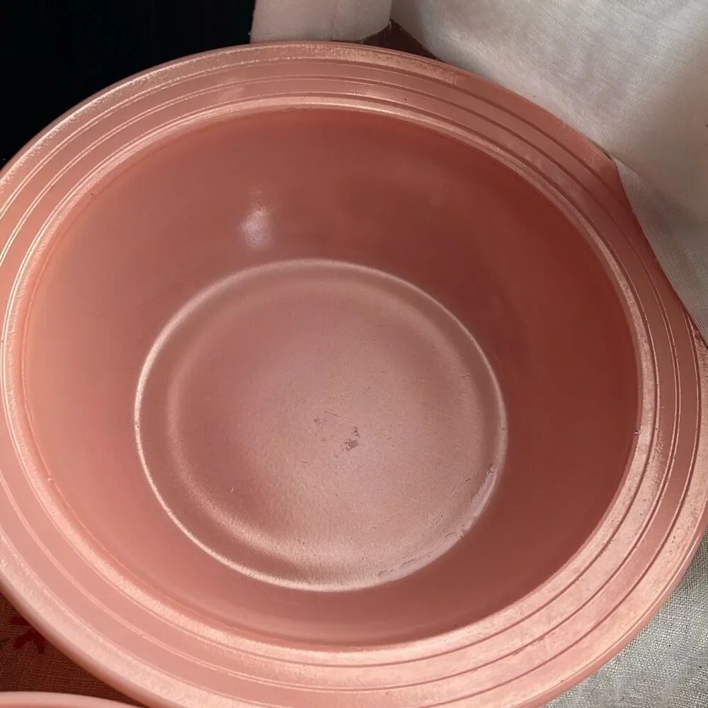 Vintage Hazel Atlas Moderntone Platonite Pastel pink bowls. Lot of 2